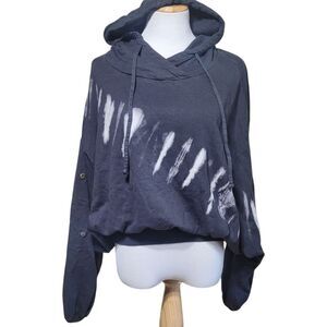 Young Fabulous & Broke Tie Dye Crop Sweatshirt Hoodie Navy and Cream Size M/L